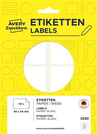 Avery Zweckform 3330 Etikety na ruční popis 80x54 mm, 112 ks, bílé