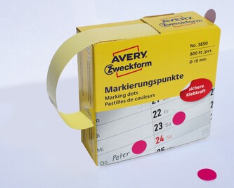 Avery Zweckform 3850 Samolepící tečky Ø 10 mm, 800 ks, purpurové