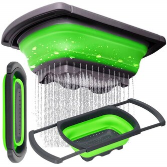 Skládací odkapávač do dřezu SPRINGOS HA5196 šedo-zelený