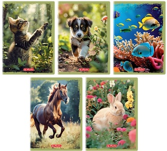Zeszyt A5/32K linia podwójna Animals Herlitz 10 szt w opakowaniu