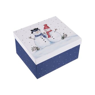 Krabice papír dárková SNĚHULÁK 21x18,5x11,5 cm modrá