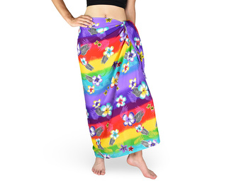 Sarong - Pareo REN, duha s květy, fialová