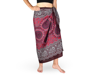 Sarong - Pareo REN, mandala trojzubec, červená