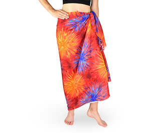 Sarong - Pareo REN, ohňostroj, červený