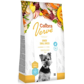 Roztržené balení Calibra Dog Verve GF Junior Small Chicken & Duck 7,2 kg