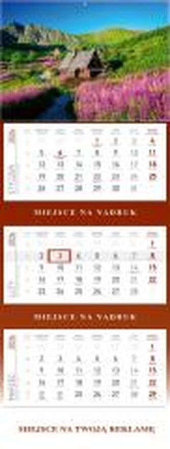 Kalendarz 2026 ścienny trójdzielny Hala...