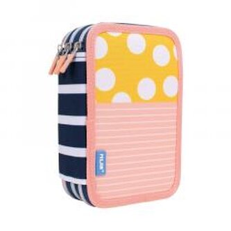 Piórnik 3-poziomowy z wyposażeniem różowo-żółty Piórnik 3-poziomowy z wyposażeniem różowo-żółty