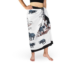 Sarong - Pareo REN, sloni, bílá, II. jakost