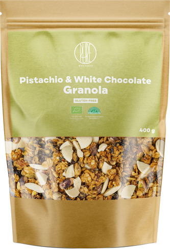 BrainMax Pure Pistachio & White Chocolate Granola, pistácie a bílá čokoláda, BIO, 400 g BrainMax Pure Pistachio & White Chocolate Granola, pistácie a bílá čokoláda, BIO, 400 g