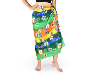 Sarong - Pareo REN, duha s květy, oranžová