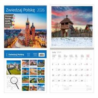 Kalendarz 2026 ścienny 30x30 Zwiedzaj Polskę HELMA