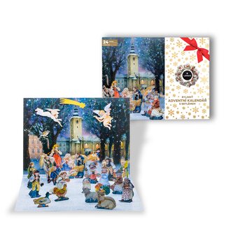 LEROS Bylinný adventní kalendář (24 nálev. sáčků) - Betlém - malované figurky a jmenovky na dárky