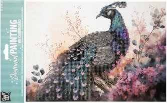 CRAFT ID Diamantové malování na desce Páv 29x21cm