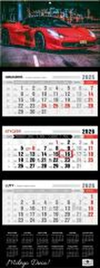 Kalendarz 2026 trójdzielny premium super car