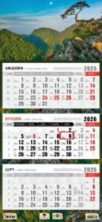 Kalendarz 2026 trójdzielny płaska główka Sokolnica