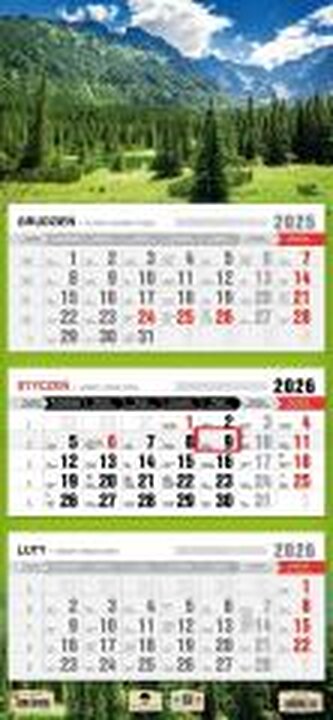 Kalendarz 2026 trójdzielny płaska główka tatry