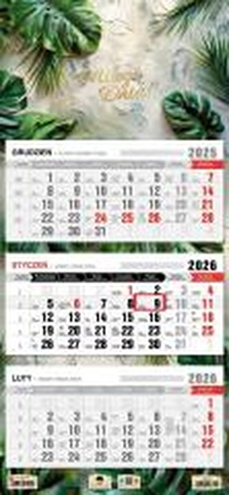 Kalendarz 2026 trójdzielny płaska główka glamour