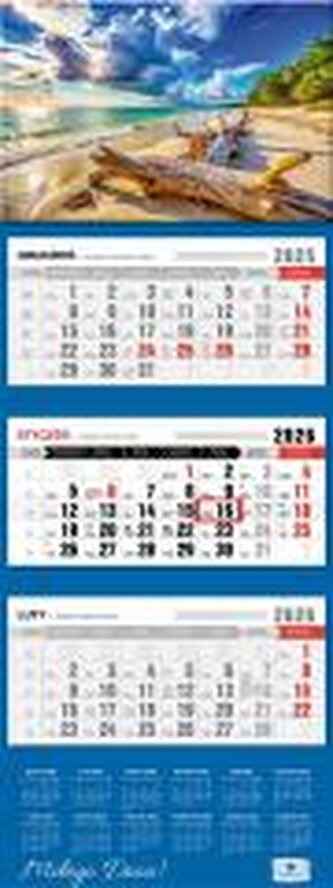 Kalendarz 2026 trójdzielny premium plaża