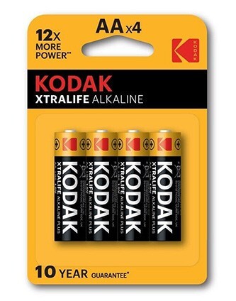 Baterie jednorázová alkalická, tužková, AA, 1.5V, Kodak, blistr, 4-pack, KOD-LR6XT, Alkaline XTRALIFE
