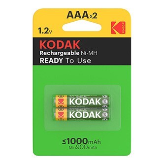 Baterie nabíjecí Ni-MH, tužková, AAA, 1.2V, Kodak, blistr, 2-pack, KOD-REC001, 1000 mAh