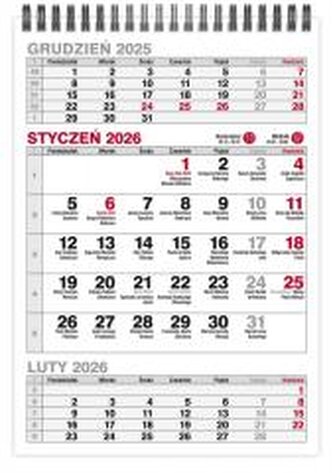 Kalendarz 2026 A5 biurkowy trójdzielny pionowy MIX