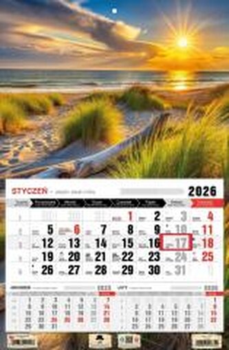 Kalendarz 2026 jednodzielny plaża