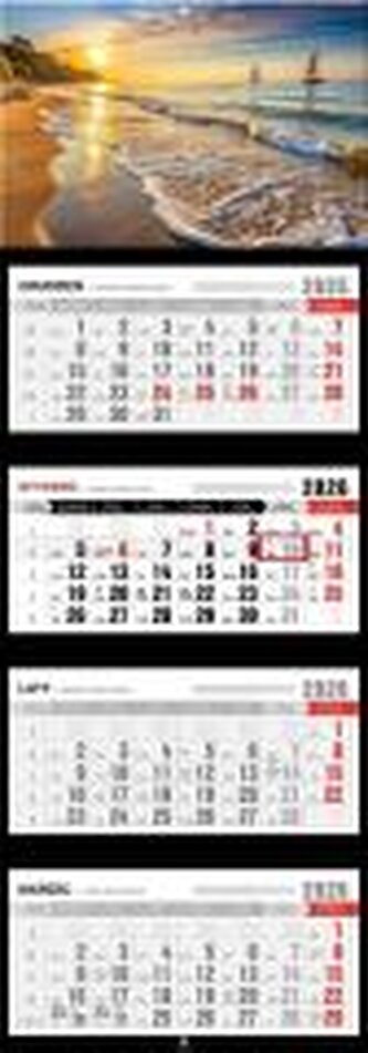 Kalendarz 2026 czterodzielny premium zachód słońca