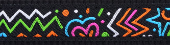 Red Dingo vodítko přepínací – Squiggles Black – 25 mm x 2 m