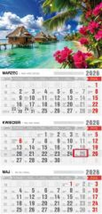 Kalendarz 2026 trójdzielny z magnesem tropiki