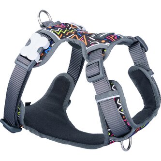 Red Dingo postroj polstrovaný – Squiggles Black – 12 mm x 31-43 cm