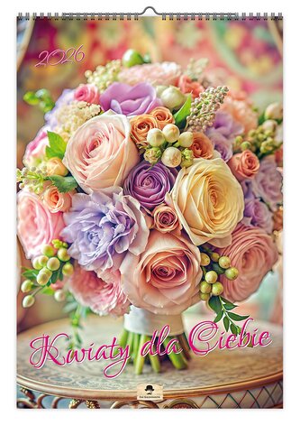 Kalendarz 2026 A3 ścienny jednostronny kwiaty