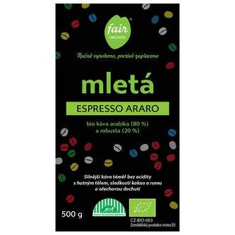 Fairobchod Bio mletá káva Espresso Araro, 500 g