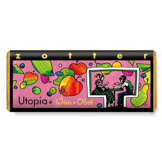 Zotter Bio plněná mléčná čokoláda Utopie z vína a ovoce, 70 g