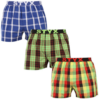 3PACK pánské trenky Styx sportovní guma vícebarevné (3B110406) M