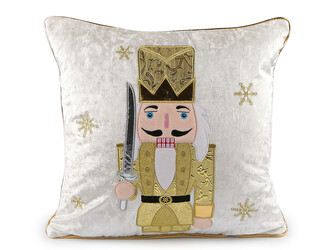 Vánoční sametový povlak na polštář louskáček 43x43 cm - 1 ks - 1 krémová nejsvět.