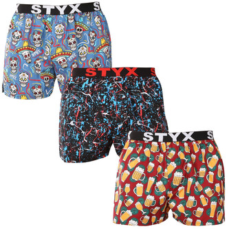 3PACK pánské trenky Styx art sportovní guma vícebarevné (3B18456) XXL