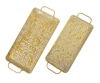 VINTAGE GLOW Komplet 2 tac dekoracyjnych prostokąt 54x26xh2,5/47x22x2,5cm