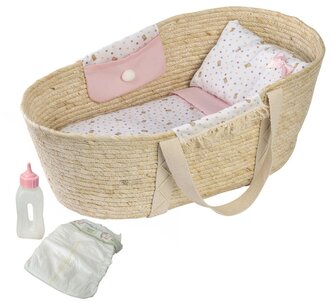 Llorens 201 - Mojžíšův košík pro panenku s povlečením a s doplňky