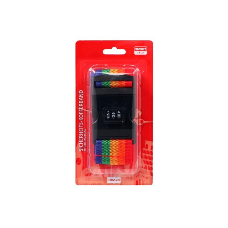 Popruh na zavazadla se zámkem - duhový