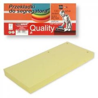 Przekładki do segregatora 100szt yellow