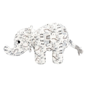 Slon, 23 cm, látková robustní hračka pro psy, HIPHOP DOG, bílá s potiskem