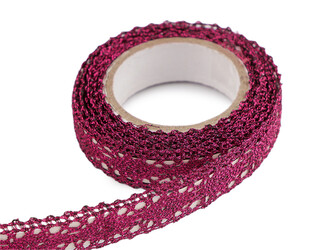 Samolepicí krajka šíře 15 mm metalická - 1 ks - 6 fuchsiová tm.