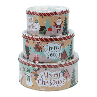 dóza plechová kulatá VÁNOČNÍ sada 3díl.