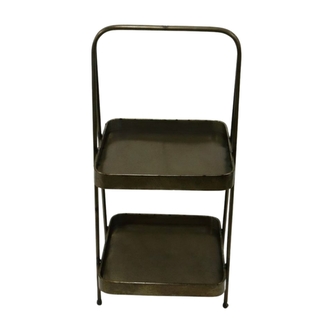 Dvoupatrový čtvercový stojan, černozlatý, 55 cm