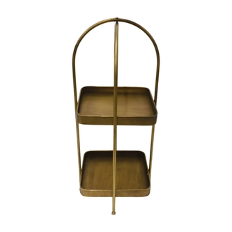 Dvoupatrový čtvercový stojan, zlatý, 66 cm