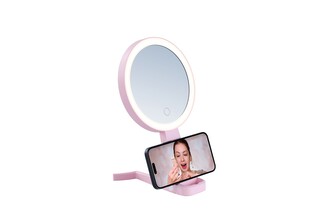 LED  kosmetické zrcátko Immax SWEET Make up oboustranné, 10x zvětšovací, CCT, růžové