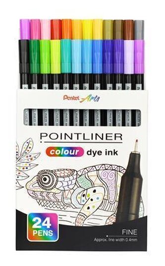 Liner "Pointliner", 24 různých barev, 0,4 mm, sada, PENTEL S40-24