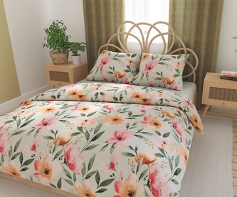 Povlečení bavlněný satén, Floralis, 1 ks 140 x 200/ 1 ks 70 x 90 cm