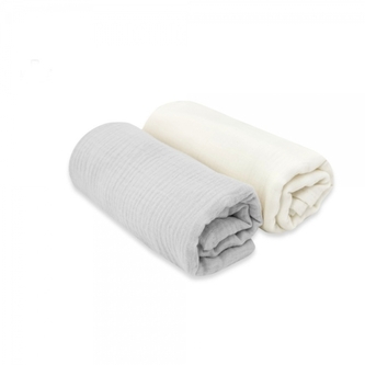 Mušelínové pleny Nature, 80x80 cm, šedá, smetanová - 2ks