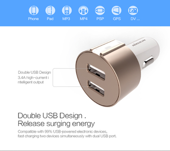 Nillkin Vigor Dual USB Nabíječka do Auta Gold